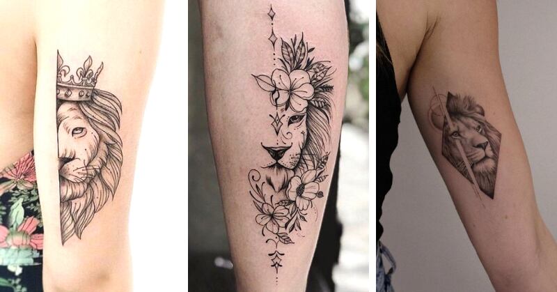 Tatuagem feminina de leão