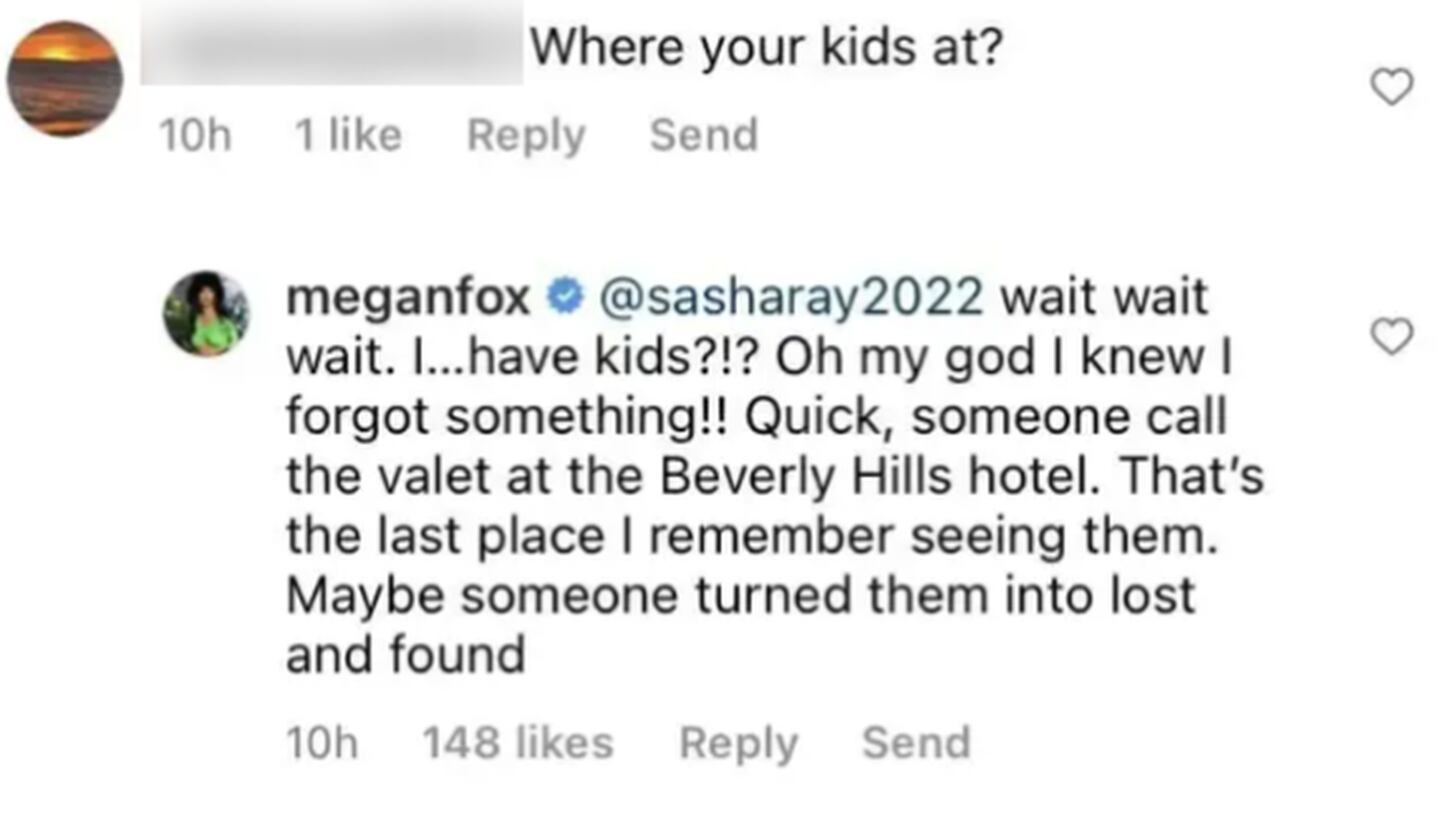 Megan Fox rebate pessoas que perguntaram onde estavam seus filhos