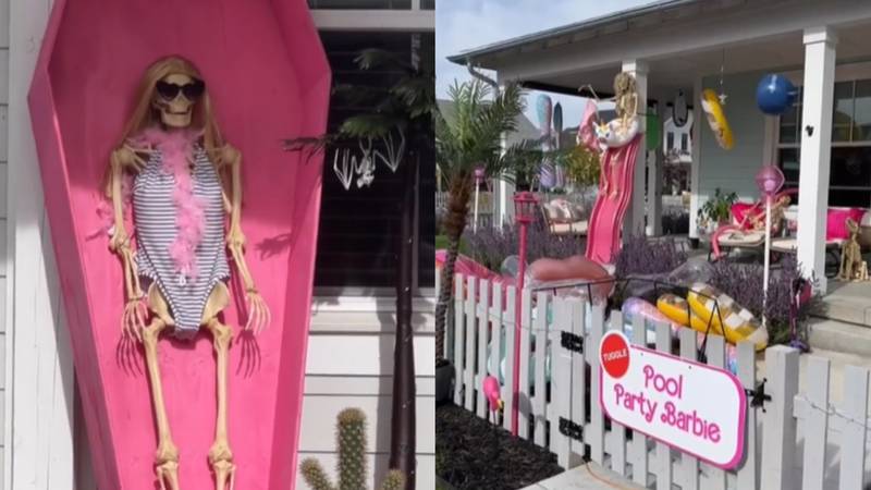 Bairro nos EUA faz decoração de Halloween inspirada no filme 'Barbie' e viraliza no TikTok