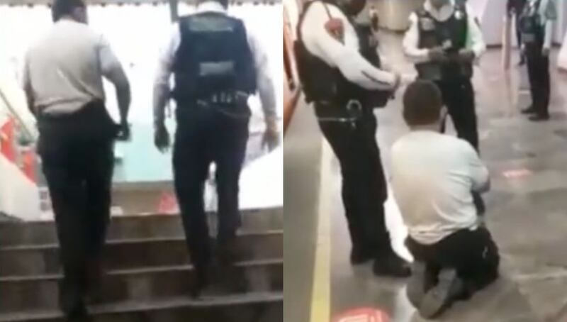 Guarda expulsa homem que fingia ser paraplégico para pedir esmolas em metrô; ele saiu andando