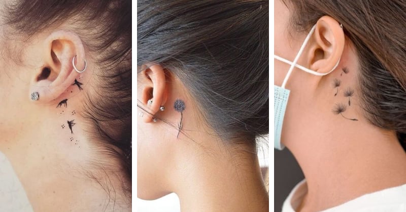 tatuagem feminina atrás da orelha