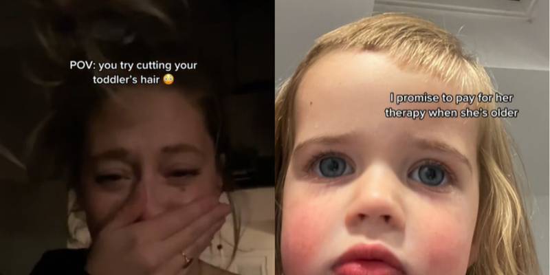 Mulher viraliza no TikTok após mostrar corte errado que fez no cabelo da filha