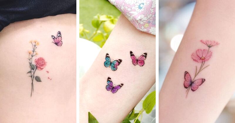 modelos de tatuagens coloridas de borboletas