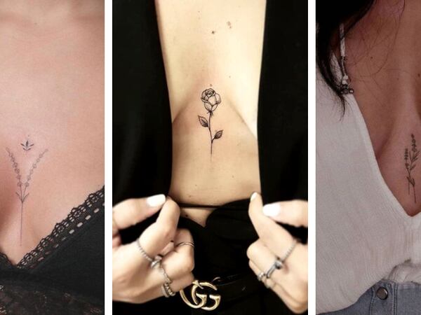 10 desenhos delicados de tatuagem feminina entre os seios para quem deseja algo sexy