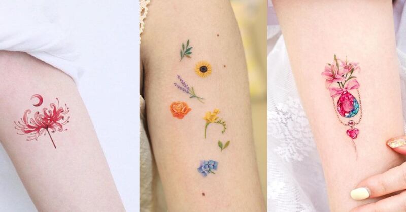 tatuagens de flores coloridas