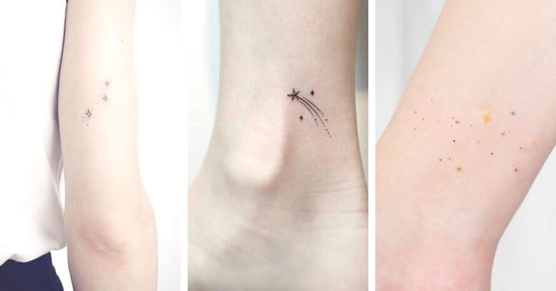 Tatuagens femininas de estrela com desenhos delicados