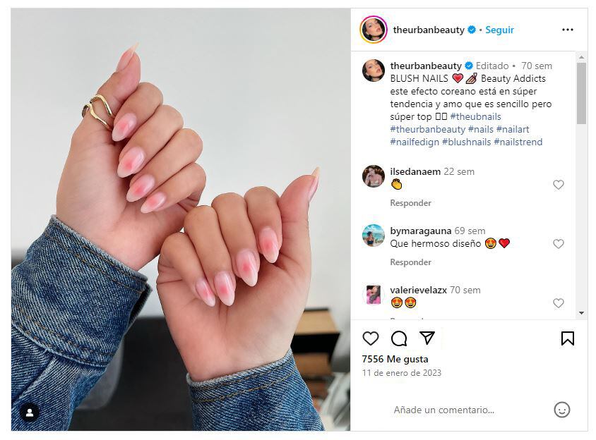 Las 'blush nails' son una de las tendencias en manicura más populares en la actualidad