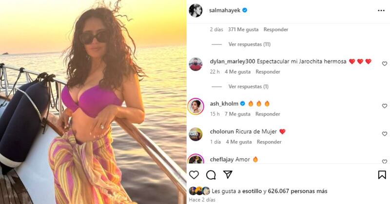 Resaltando su belleza latina: Salma Hayek y el sensual bikini del color que trasmuta las energías
