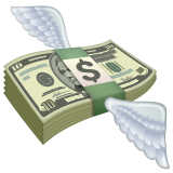 Emoji de dinero con alas