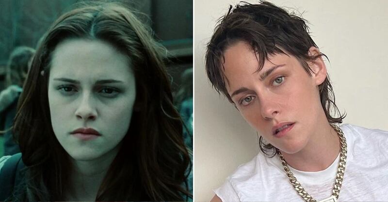 Kristen Stewart en 'Crepúsculo' y en la actualidad