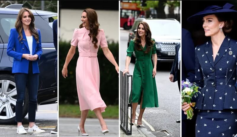 Os looks de Kate Middleton foram pauta importante em 2023. — Foto: MONET